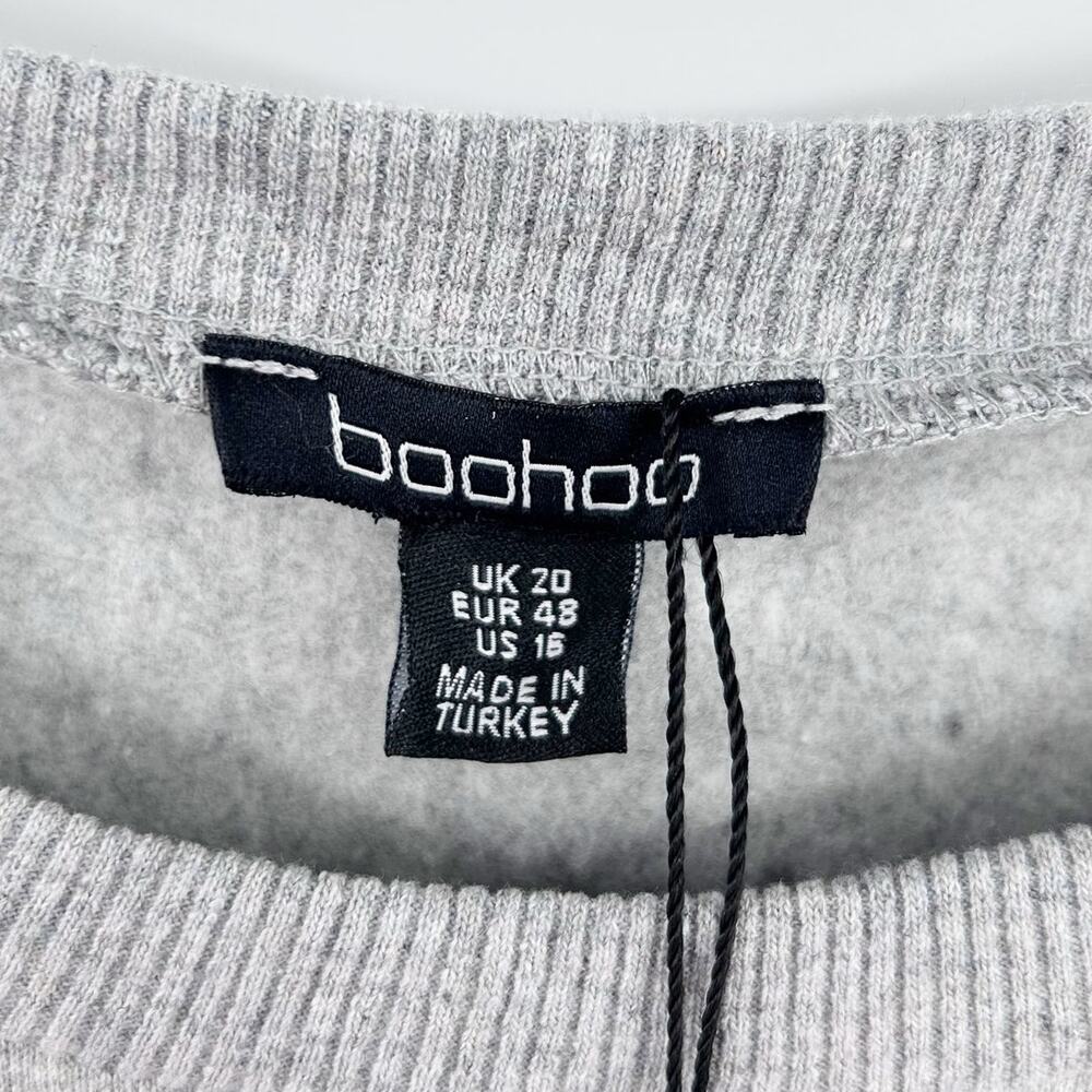 New Boohoo Plus Tiered Dress Grey Long Sleeve Sweatshirt Tiered Skirt Womens 16 - Picture 6 of 11